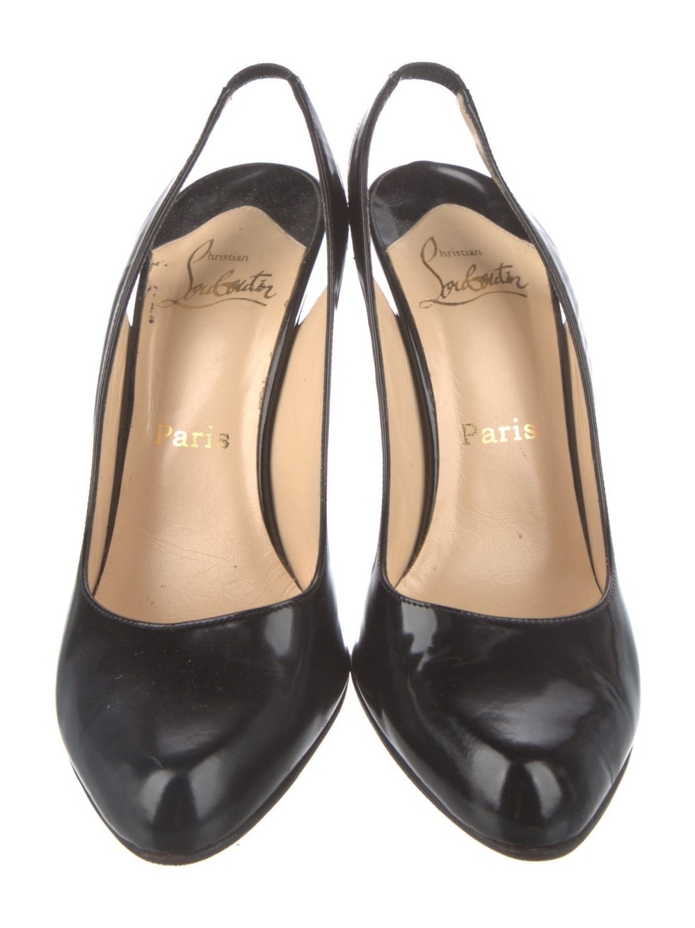 Christian Louboutin Black Patent Slingback Pointed Pumps